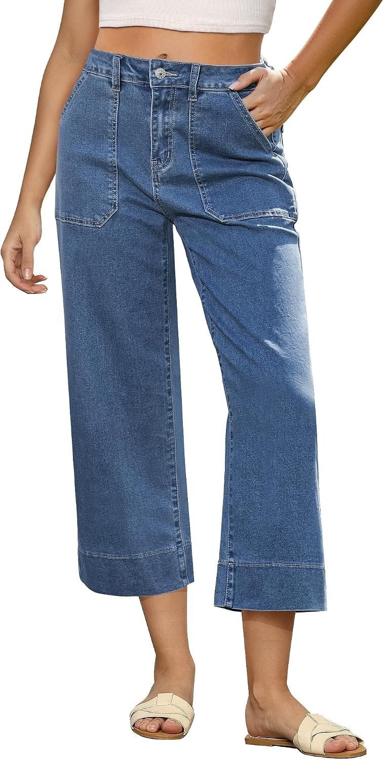 Best capri pants – GRAPENT Capri Jeans for Women High Waisted Wide