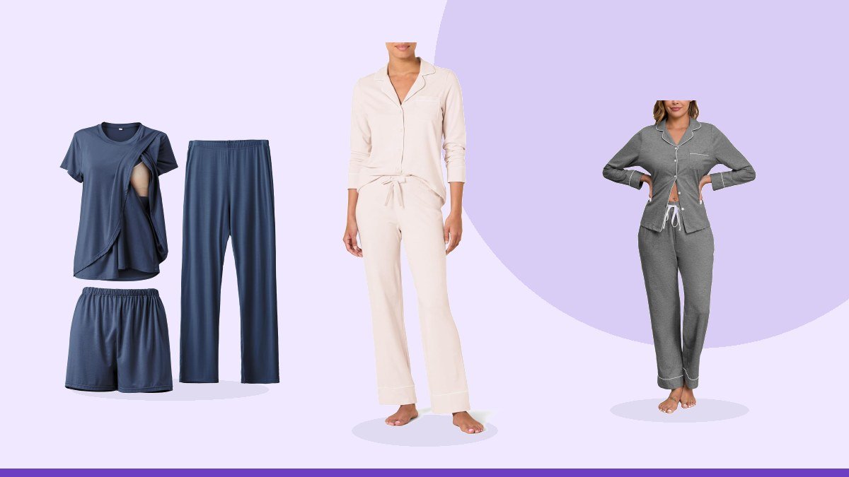 Best cotton maternity pajamas – Amazon Essentials Women's Cotton Modal Long-Sleeve Notch Collar