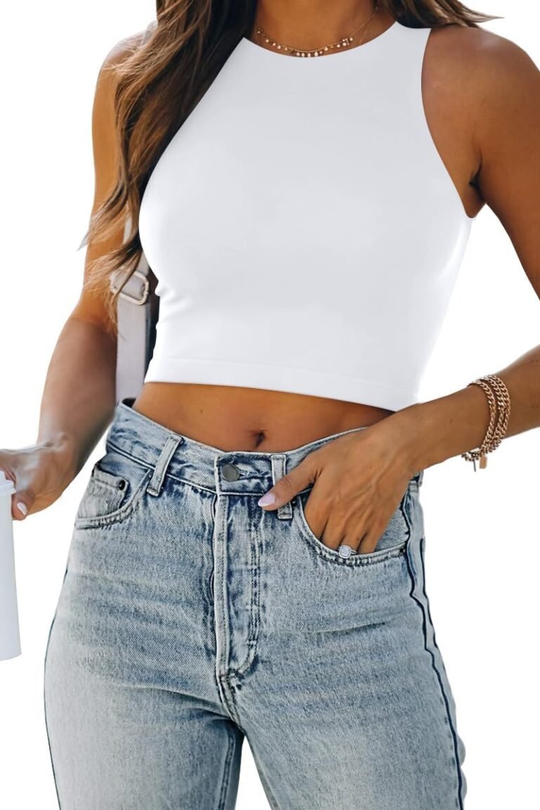 Best crop top – EFAN Women's Double Lined Racerback Crop Tank Top