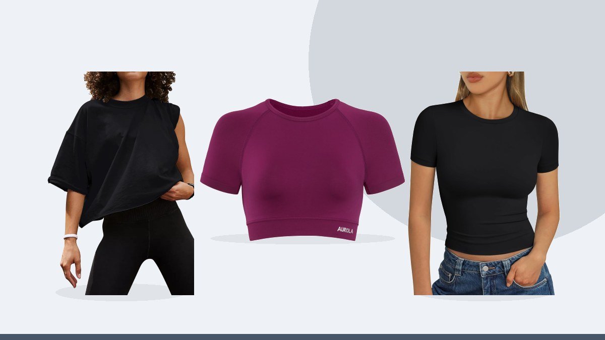 Best cropped workout top – AUROLA Influence Women Crop Top Short Sleeve Compression