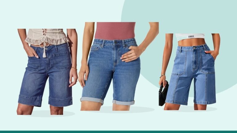 Best denim bermuda shorts – Amazon Essentials Women's Slim Fit Denim Bermuda Shorts