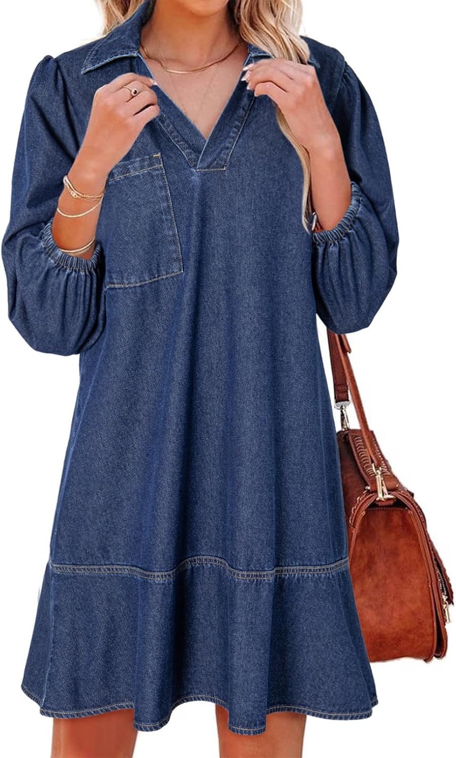 Best denim dress – Dokotoo Denim Dress for Women Fall 3/4 Puff