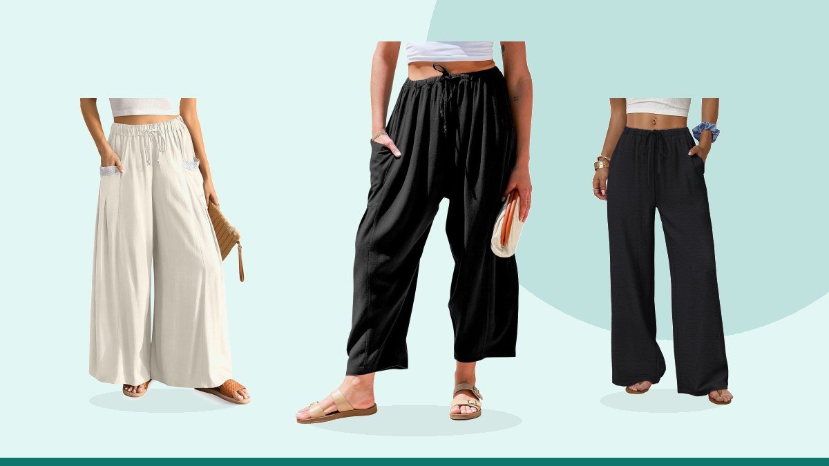 Best drawstring linen pants – TARSE Womens Linen Wide Leg Pants Casual Palazzo