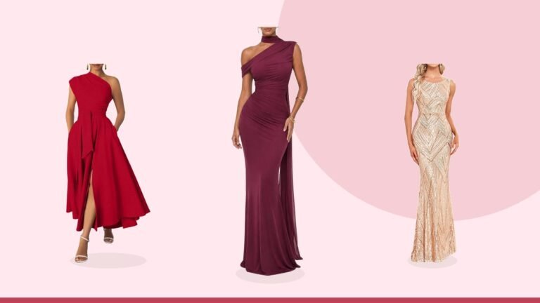 Best evening gown – Isolde Women's One Shoulder Mesh Ribbon Ruched Formal
