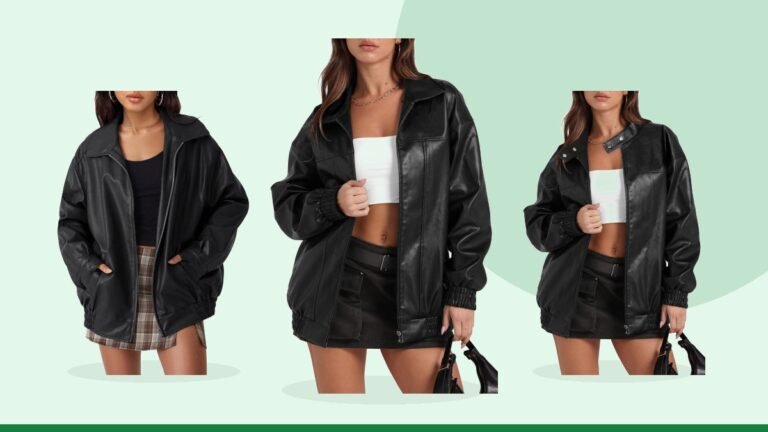 Best faux leather jacket – Sampeel Leather Jacket Women Faux Oversized Motorcycle Bomber
