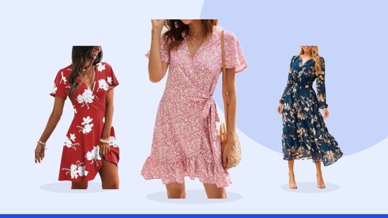 Best floral wrap dress – Naggoo Women's Summer Wrap Dresses V Neck Polka