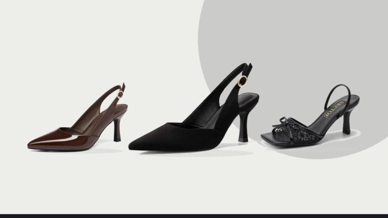 Best kitten heels – Rilista Women's Slingback Kitten Heels Closed Pointed Toe