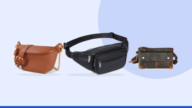 Best leather belt bag – Genuine Leather Fanny Pack/Waist Bag/Organizer with Adjustable Belt,