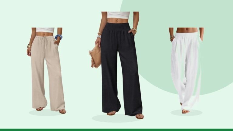 Best linen pants – Sampeel Wide Leg Pants Woman High Waist Trousers