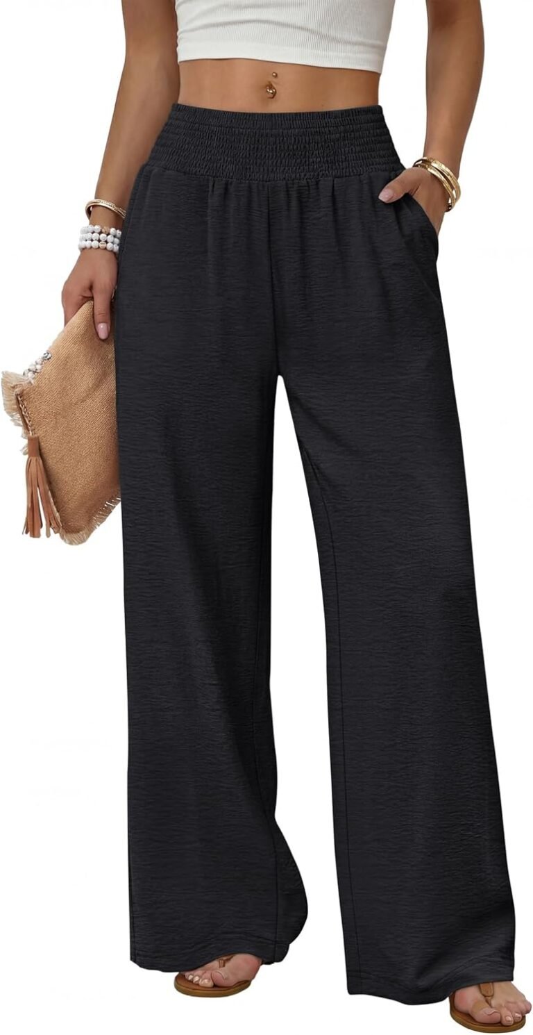 Best linen pants – Sampeel Wide Leg Pants Woman High Waist Trousers