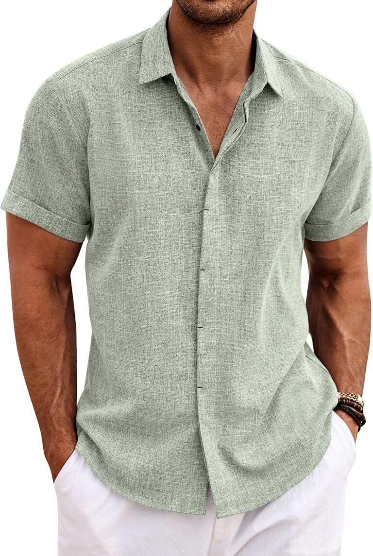 Best linen shirt – COOFANDY Men's Linen Shirts Short Sleeve Casual Shirts
