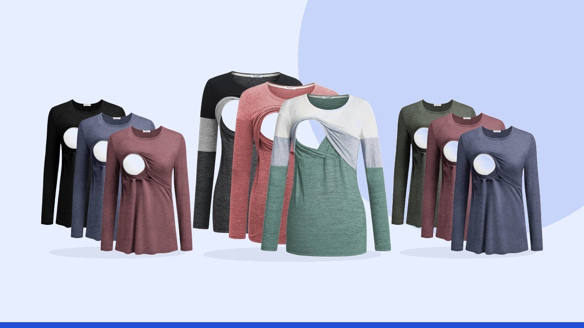 Best long sleeve nursing top – Bearsland Women's 3 Packs Maternity Clothes Long Sleeves