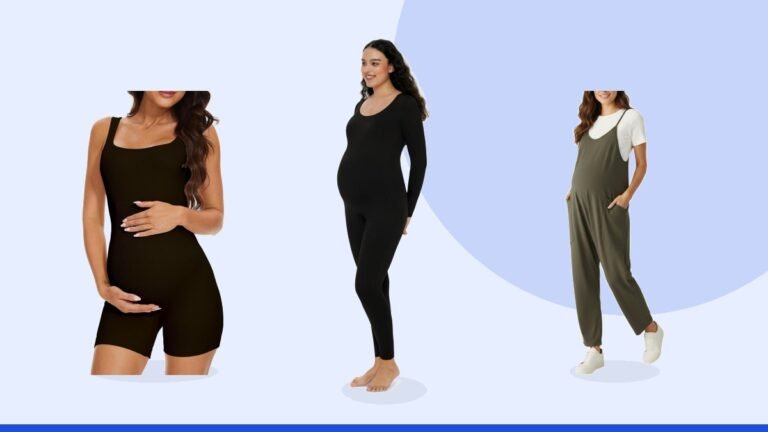 Best maternity jumpsuit – POSHDIVAH Women's Maternity Bodysuit Scoop Neck Long Sleeve