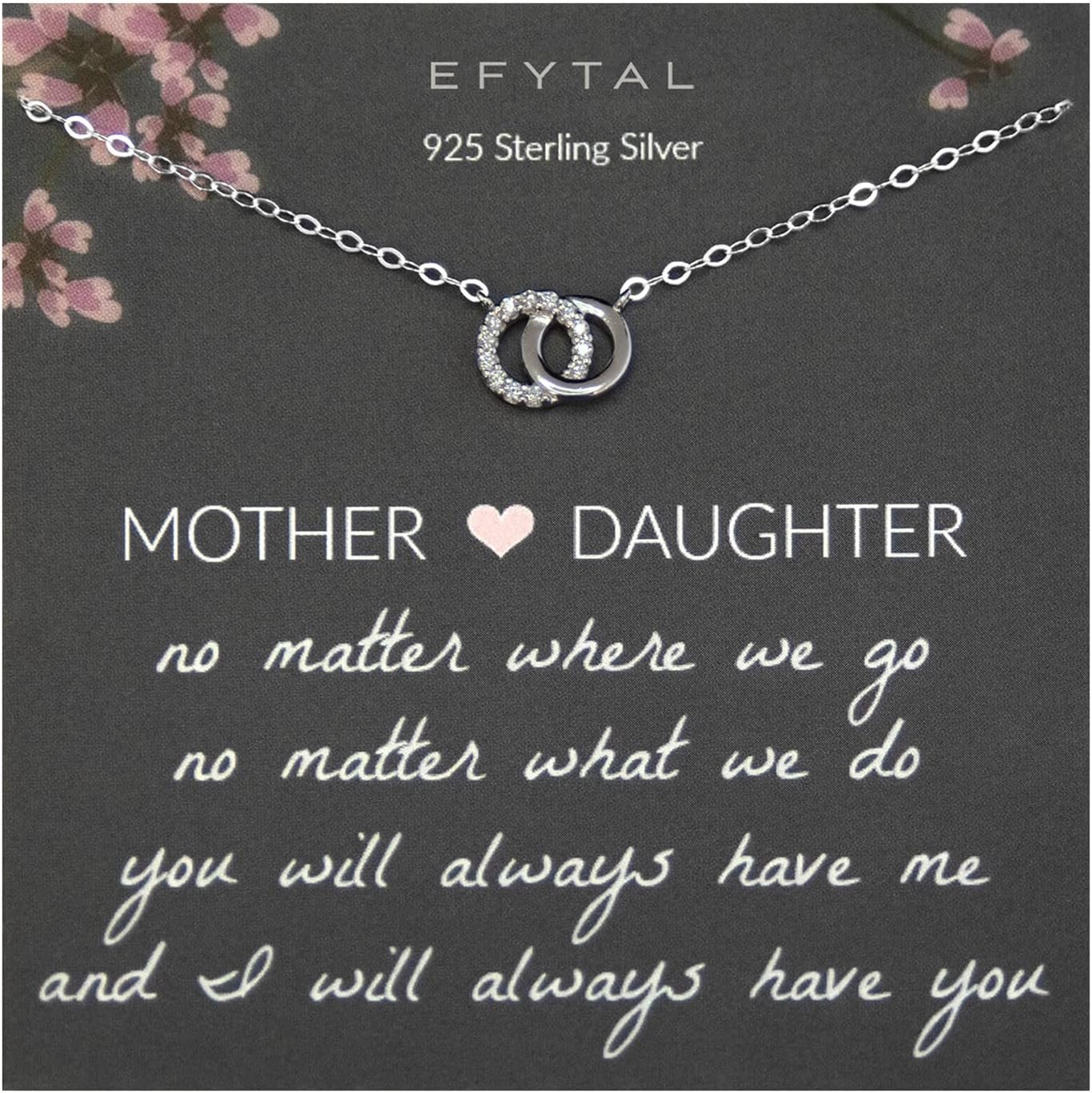 Best mother daughter jewelry – EFYTAL Mother Daughter Necklace, 925 Sterling Silver Mom