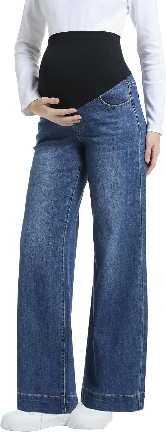 Best over the belly maternity jeans – Maternity Jeans Wide Leg Loose Pregnancy Denim Pants
