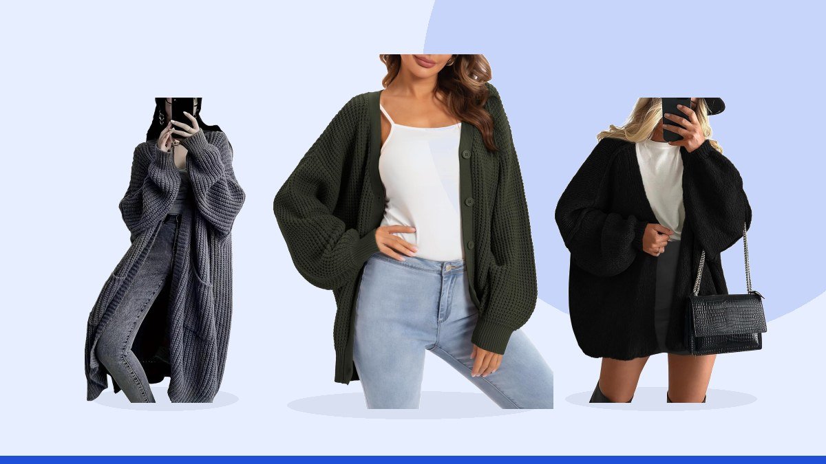 Best oversized cardigan – QUALFORT Women's Oversized 100% Cotton Cardigan Sweater