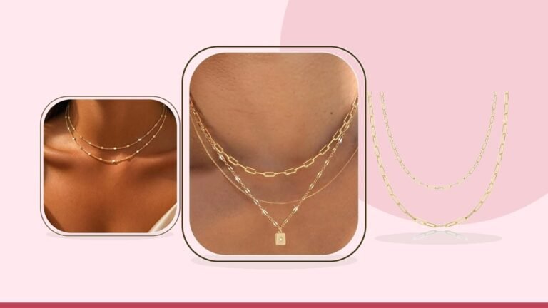 Best paperclip layered necklace – Layered Gold Necklaces for Women, 14K Plated Dainty