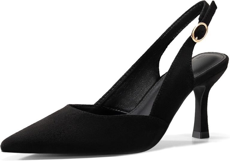 Best pumps – Rilista Women's Slingback Kitten Heels Closed Pointed Toe