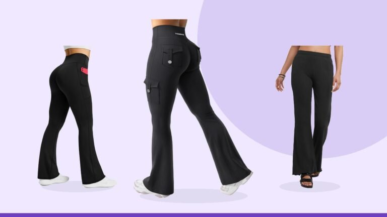 Best ribbed flare pants – YEOREO CoreFlex Women Workout Flare Leggings