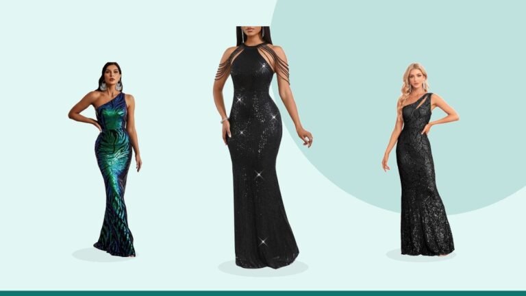 Best sequin evening gown – Cololura Women Sequin Halter Tassel Mermaid Formal Maxi