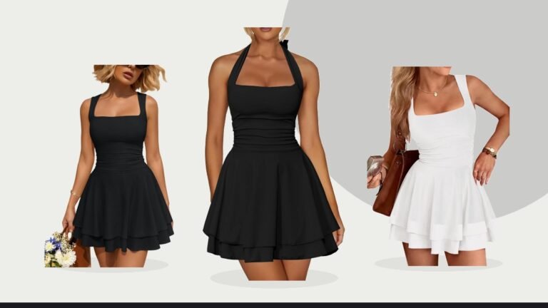 Best short homecoming dress – Kaximil Women's Sexy Halter Ruffle Hem Mini Dress