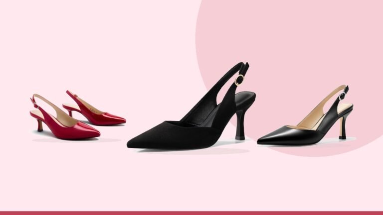 Best slingback kitten heels – Rilista Women's Slingback Kitten Heels Closed Pointed Toe