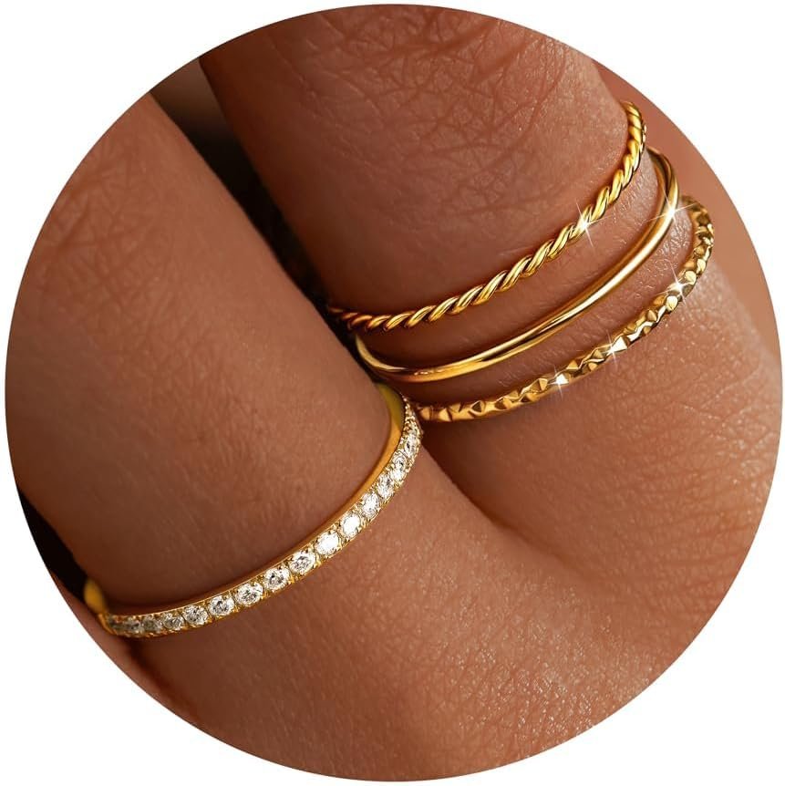 Best stackable rings – Dainty Stackable Gold Rings for Women Non Tarnish,