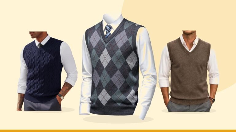 Best sweater vest – Mens Thick Argyle Sweater Vests Classic V-Neck Knitwear