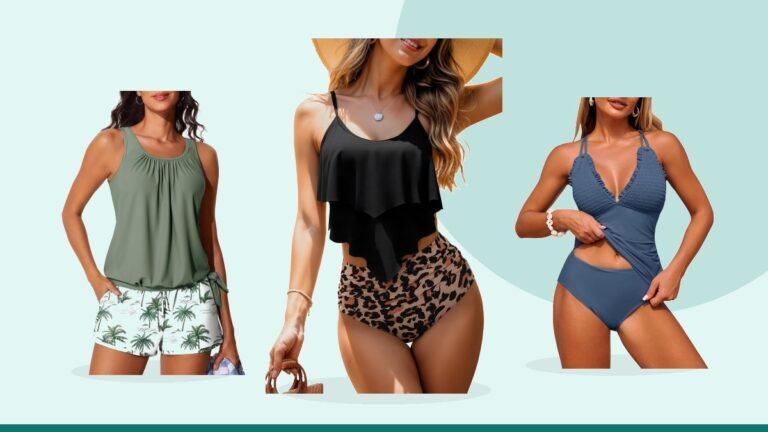 Best tummy control tankini – Womens Tankini Swimsuits Ruffled Floral Tummy Control High