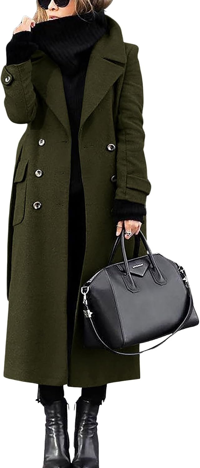 Best wool coat – chouyatou Women's Winter Double Breasted Wool Coat Business